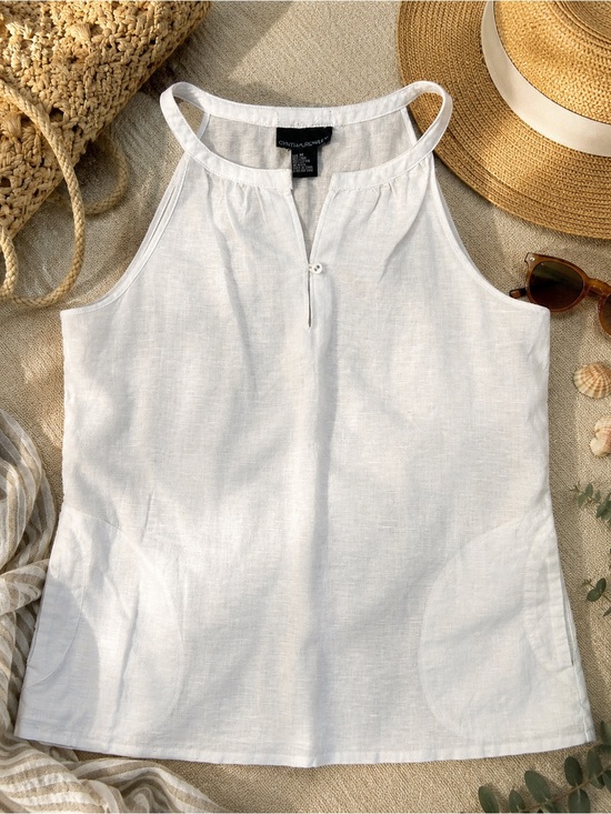 Cynthia Rowley Tops - Cynthia Rowley Linen Cotton Sleeveless Blouse White Tank Top Medium